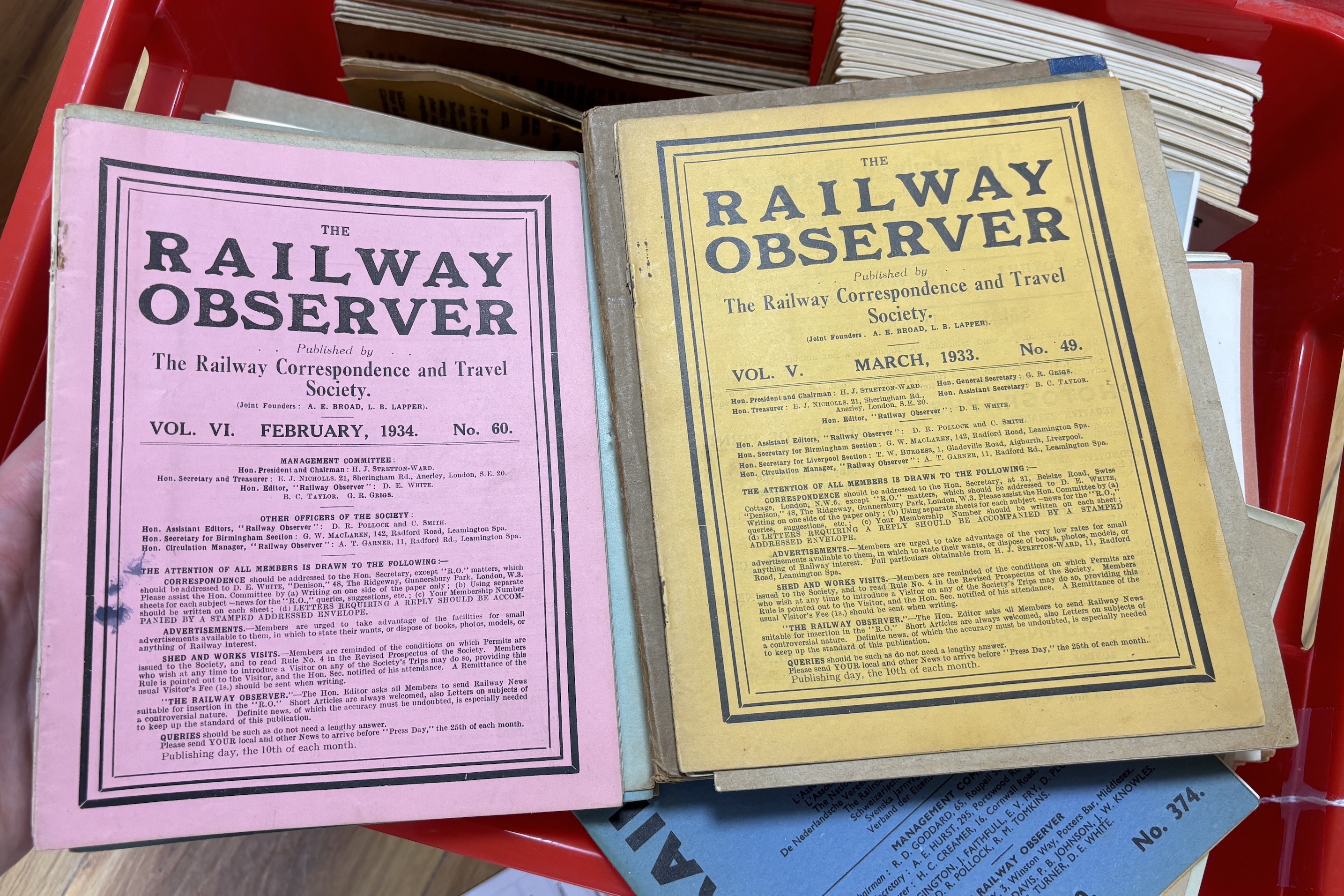 A collection of The Railway Observer magazines, mainly 1950s/60s issues